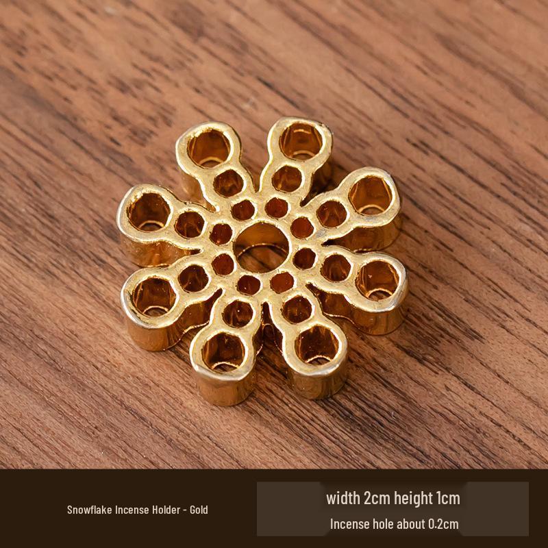 Zinc Alloy Snowflake Incense Holder: Elegant Multi-Hole Ornament for Home, Study & Festive Atmosphere.