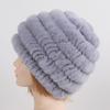 Russia Winter Real Fur Hat Women Knitted Real Rex Rabbit Fur Bomber Hats Lady Natural Warm Genuine Rex Rabbit Fur Cap
