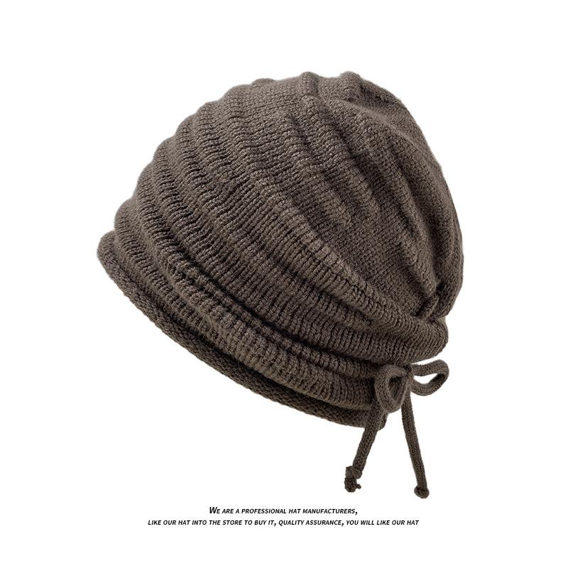 Korean Style Knit Hat Women Winter Warm Ear Protection Beanie Versatile Slimming Hat