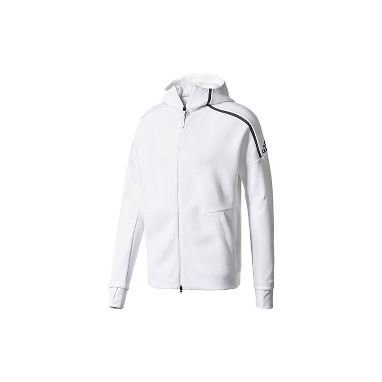 Men s adidas Logo Knit White Hooded Jacket CD6277 XL