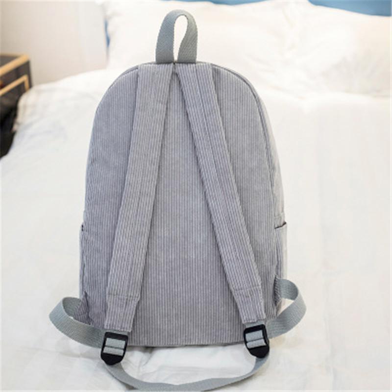 Style Soft Fabric Backpack Female Corduroy Design School Backpack For Teenage Girls Striped Backpack Women