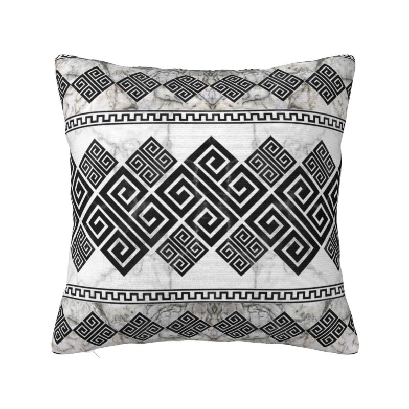Luxury Greek Meander Black And Beige Design Cushion Cover for Sofa Soft Pillow Case Home Decorative