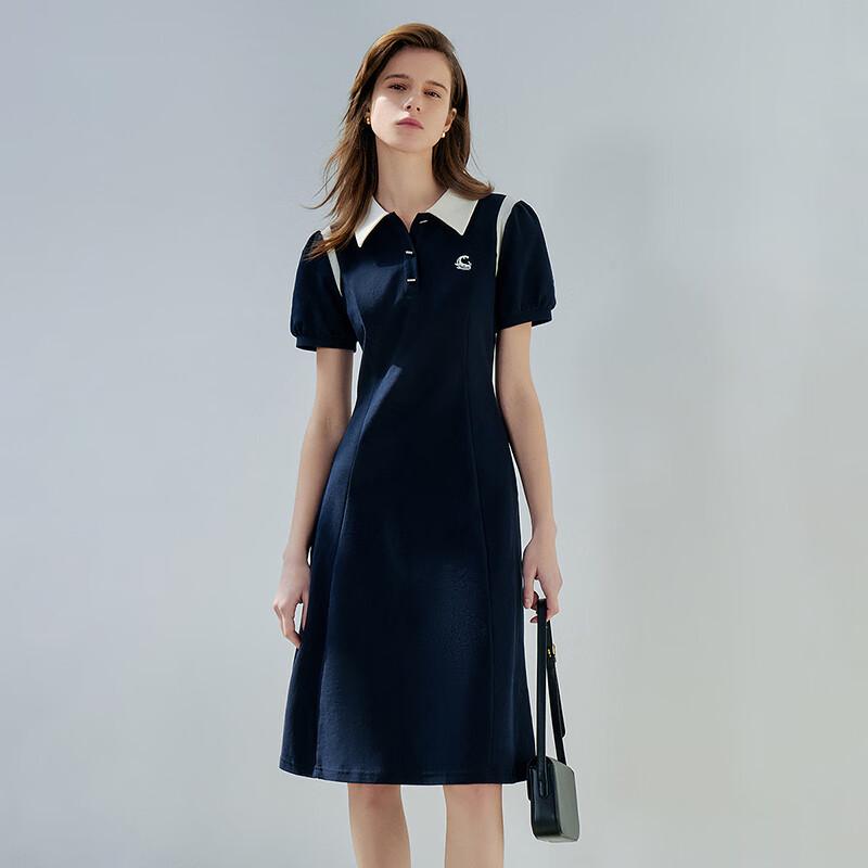 Chuyu Damen Colorblock Polo T-Shirt Kleid