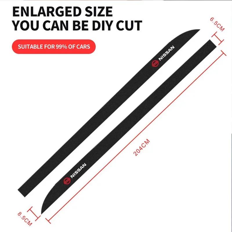2 st Bildekorationsklistermärken för midja och sidokjol Kolfiberklistermärken för Nissan X-trail Almera Qashqai Tiida Biltillbehör