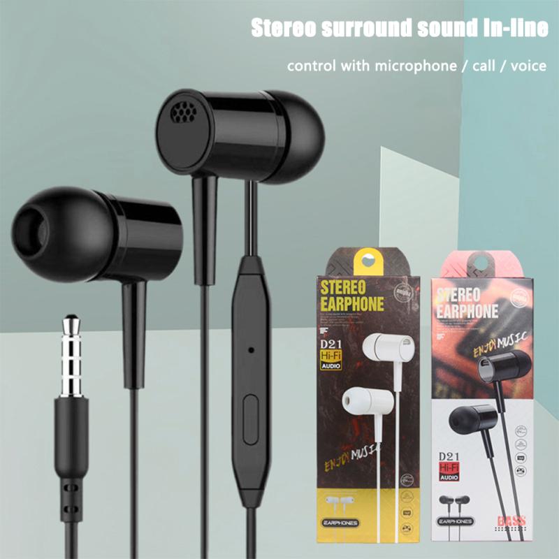 D21 Kabelgebundenes Headset In-Ear Bass Ohrstöpsel Smart Gaming Kopfhörer mit Mikrofon für Mobiltelefon Computer