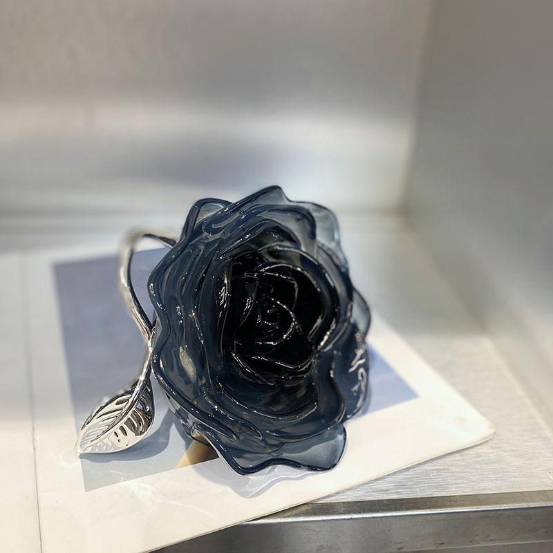 Clear Acrylic Rose Clutch Ladies Evening Bags for Women Handbag Candy Color Flower Shaped Shoulder Crossbody Bag Wedding Purse