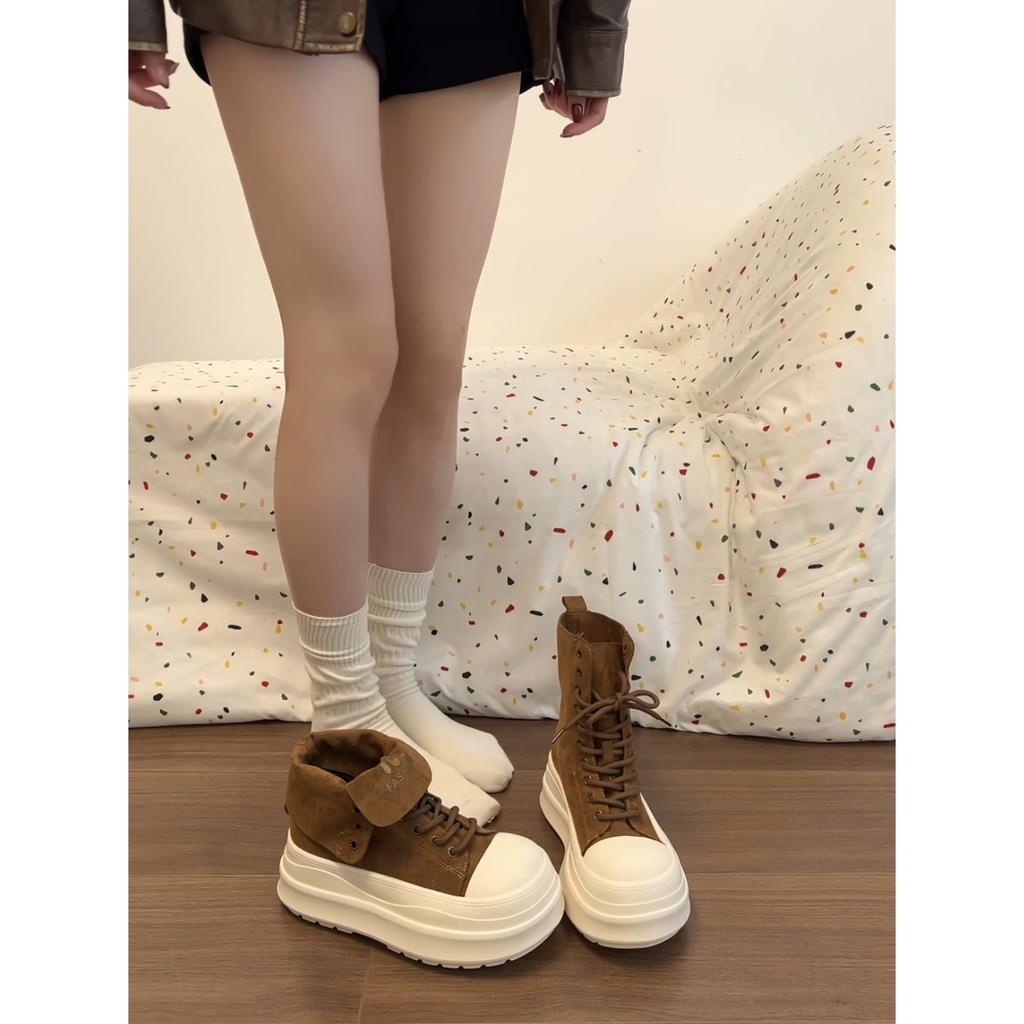 thick-soled high-top canvas shoes women's autumn casual board shoes