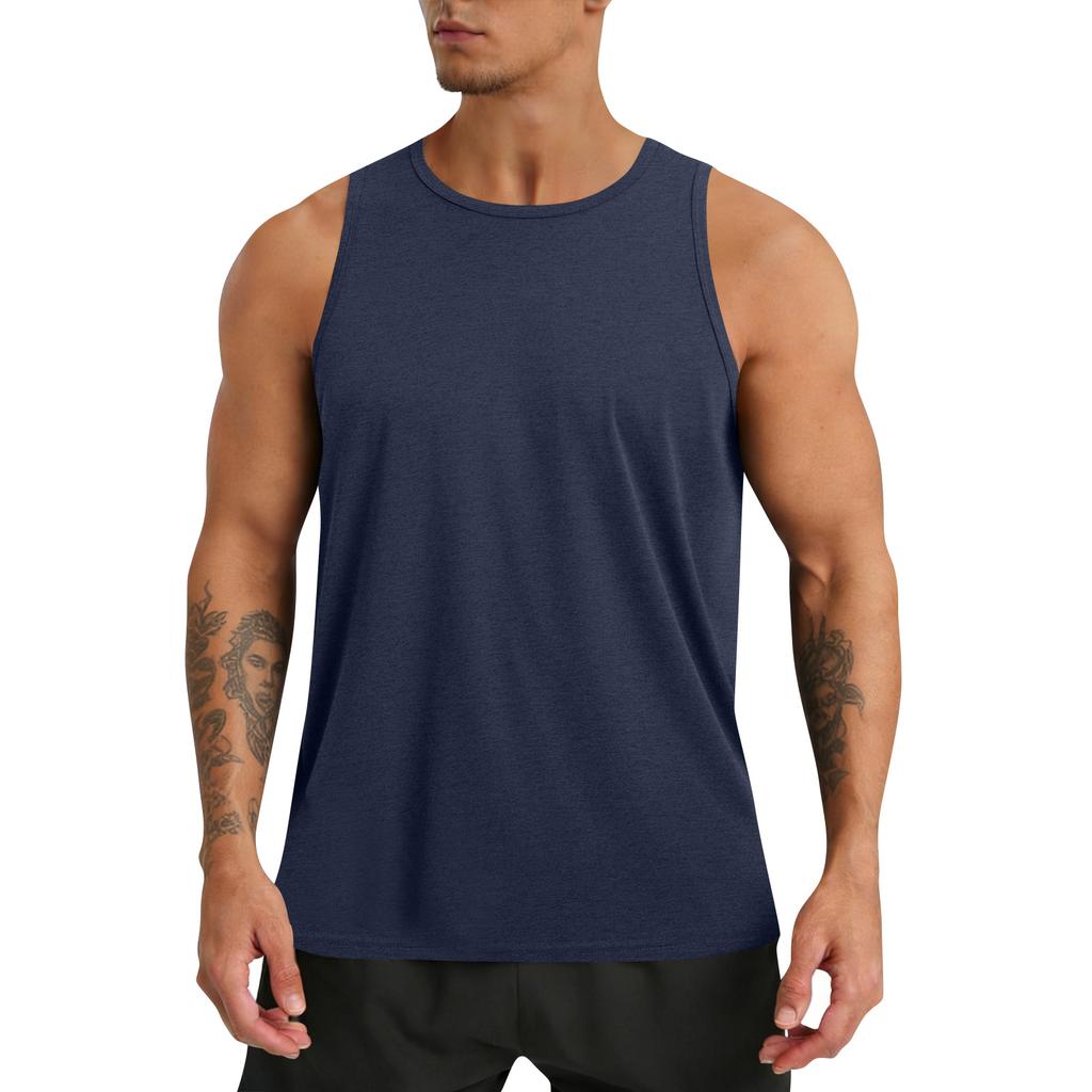 Men's Round Neck Sleeveless Top Men's Fitness Quick-Drying Sports Vest