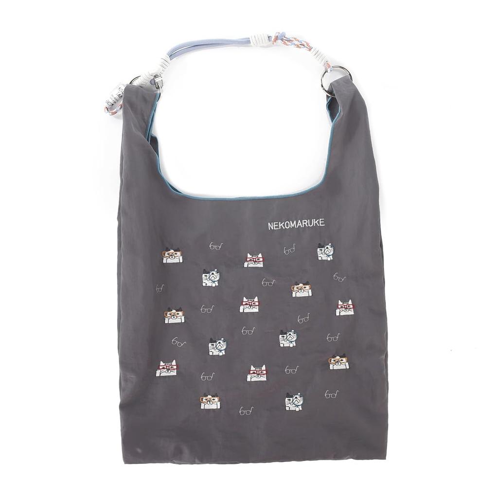 Kusguru Japan 2-Way Sub Bag, Water-Repellent Embroidered Washer, Women's, BK219-3, Dark Gray