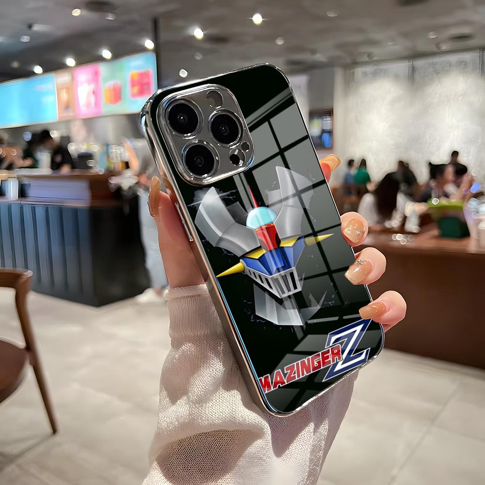 Anime M-Mazinger Z Phone Case For IPhone 17 Pro Max 15 Pro 16 14 Plus 12 13 Mini 11 Pro Shockproof Electroplated Glass Cover