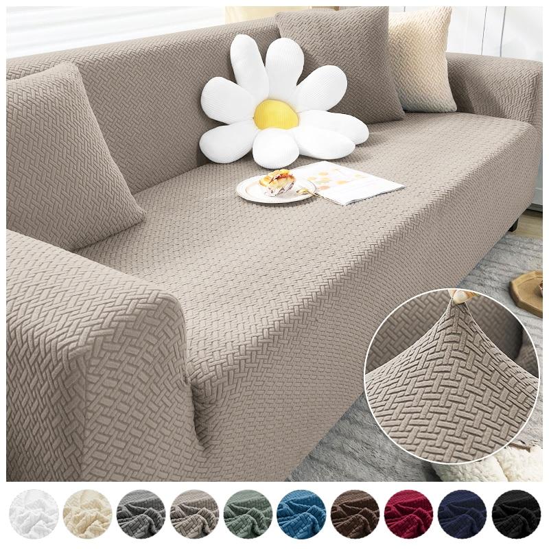 Thick Elastic Sofa Cover Slipcover For Living Room Stretch Polar Fleece Armchair Cover 1 /2 /3 /4 Seater Corner Couch Cover