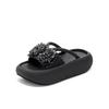 Rhinestone bow slippers wear new summer fashion versatile thick bottom heightening casual slippers women