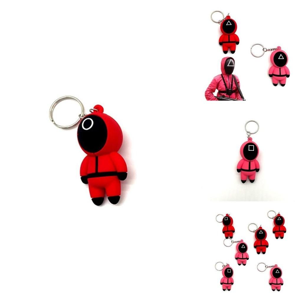Stylish Squid Game Keychain Red Guard Staff Worker Figure Pendant For Fans