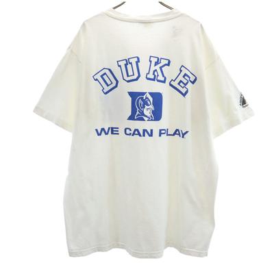 90s Made In USA Old DUKE College Short Sleeve T-shirt XL White Men's Used