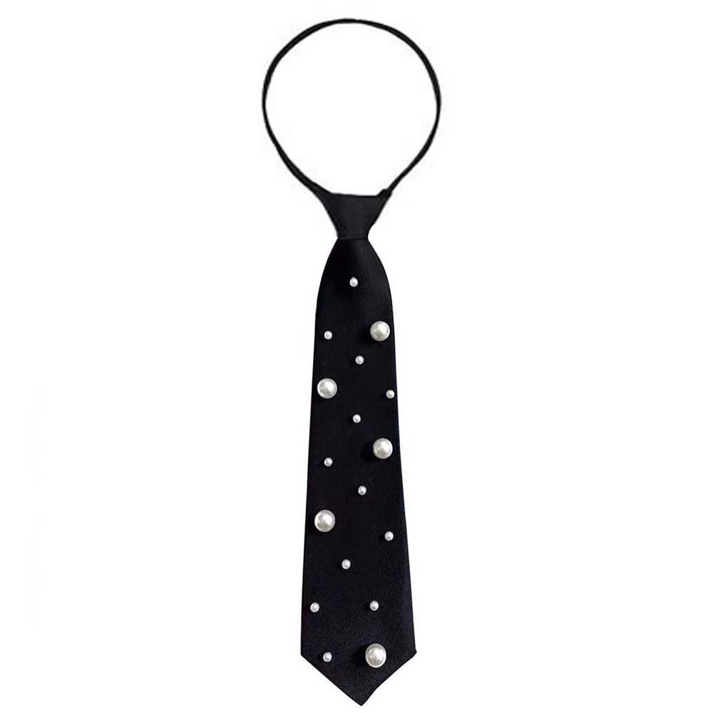 Black Pearls Tie Tassels Decoration Shirt Tie Temperament Hand-beaded Long Necktie  Kids