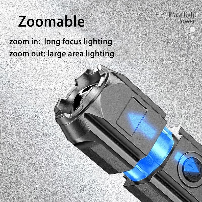 Tragbare LED-Taschenlampe ABS Starke Lichtfokussierung Taschenlampe USB-wiederaufladbar Outdoor Haus Starke Lichtstrahler Wasserdicht