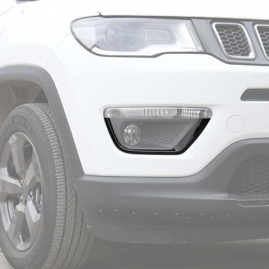 2x Black Front Fog Lamp Light Cover Trim Frame Decor For Jeep Compass 2017-20