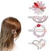 RedChimes 4 Pcs Korean Style Mix Flower Lock Pin Hair Accessories For Girls & Women