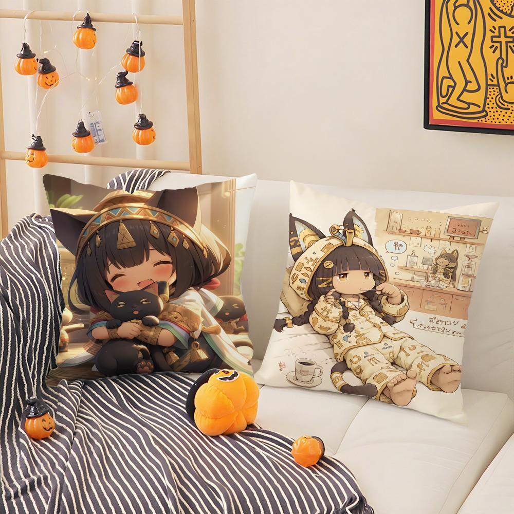 Beautiful And Lovely Girl Little Family 2 Pillow Case Natural Linen Pillow Case Double-Sided Decor Sofa Pillowcase Home Decor