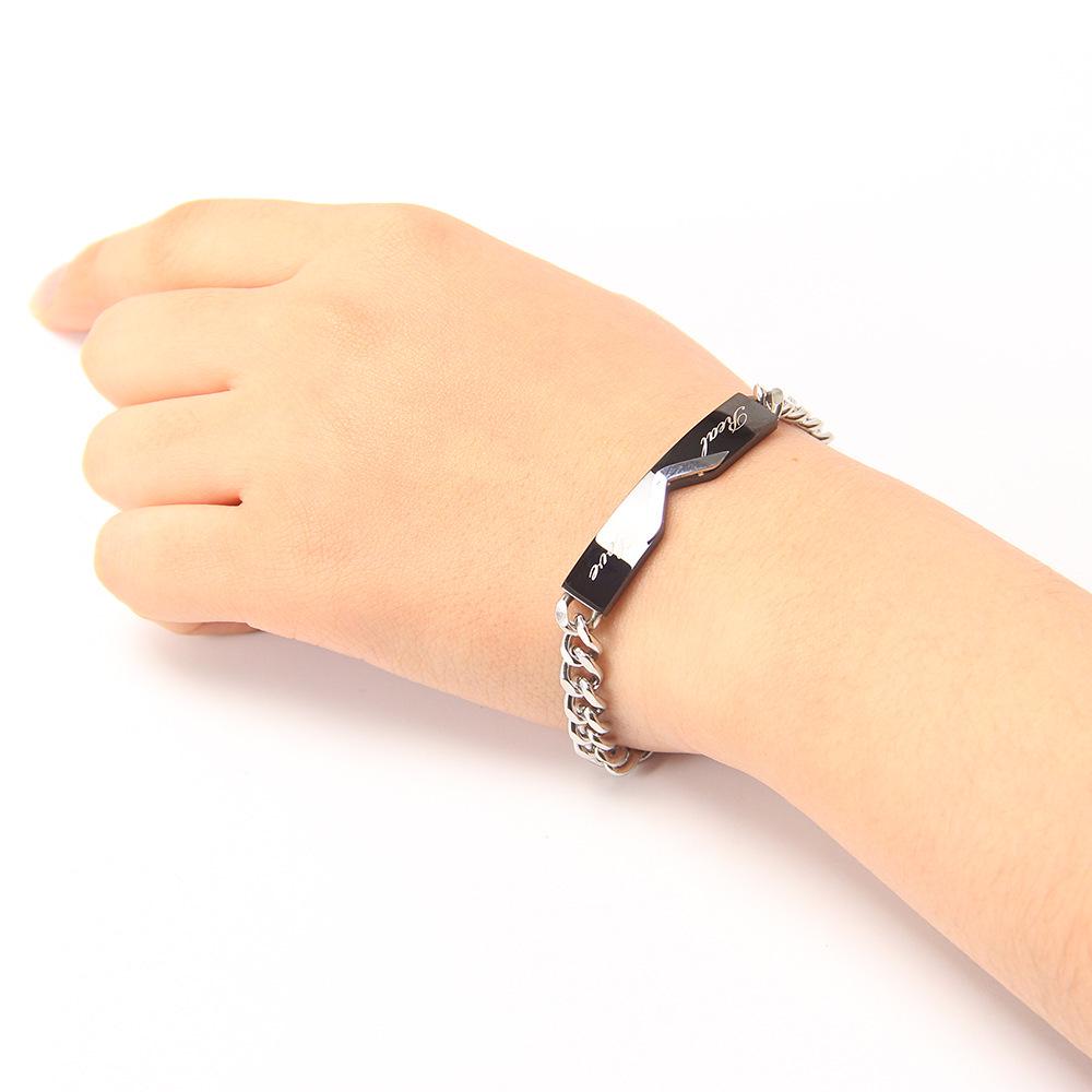 5MM Titanium Steel Valentine's Couple Bracelet - Customizable with Laser Engraving