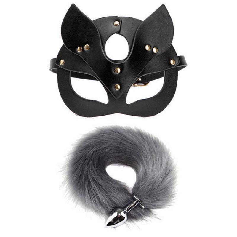 Masque de renard queue Cosplay masque pour les yeux bouchon anal en métal jeu de rôle SM accessoire jouets sexuels pour