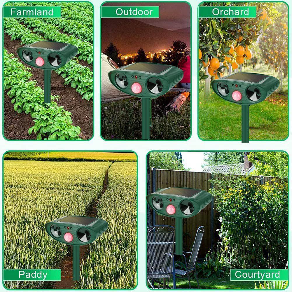 Ultrasonic Cat Dog Repellant Outdoor Solar Power Rechargeable Garden Repellers Cat Deterants Waterproof Animal Deterrents