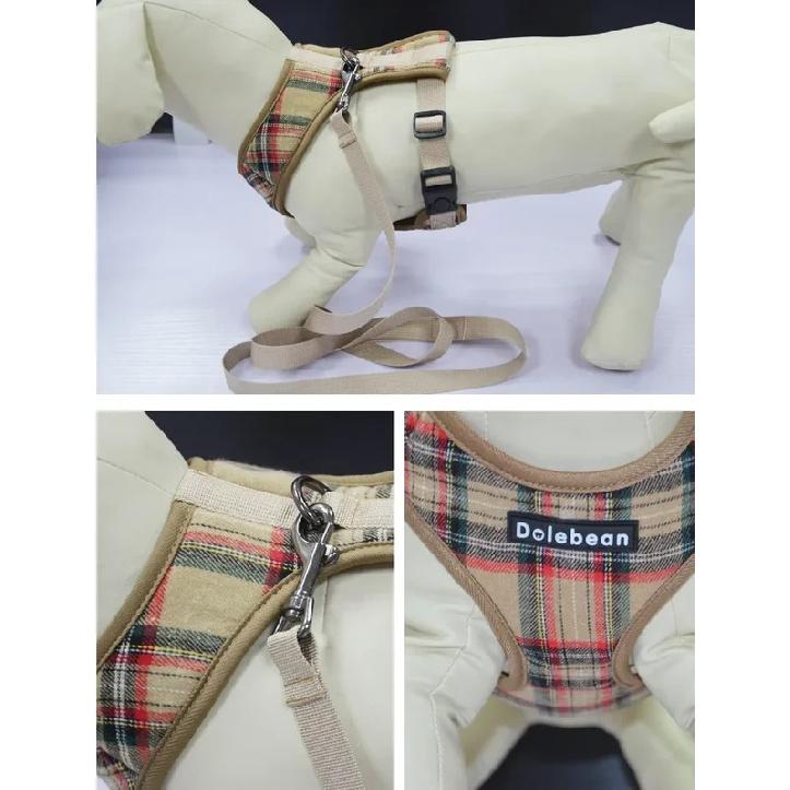 Fashion Plaid Style Pet Harness Vest and Leash Set Dog Vest Harness Dog Leash Adjustable Dog Chest Strap Pet Supplies