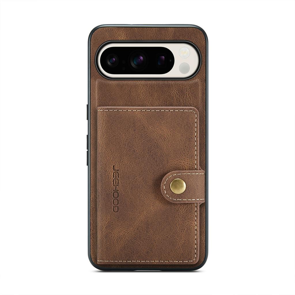 JEEHOOD J01 For Google Pixel 9 Pro XL Case Retro Leather+TPU Phone Cover Detachable Magnetic Card Holder