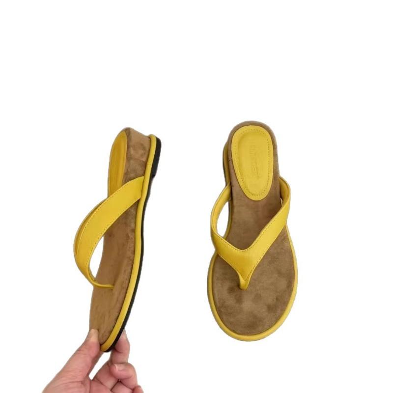 French Flip-toe Beach Vacation Shoes Flip-flops Versatile Wedge Heels Flip-flops Women's Summer Sandals