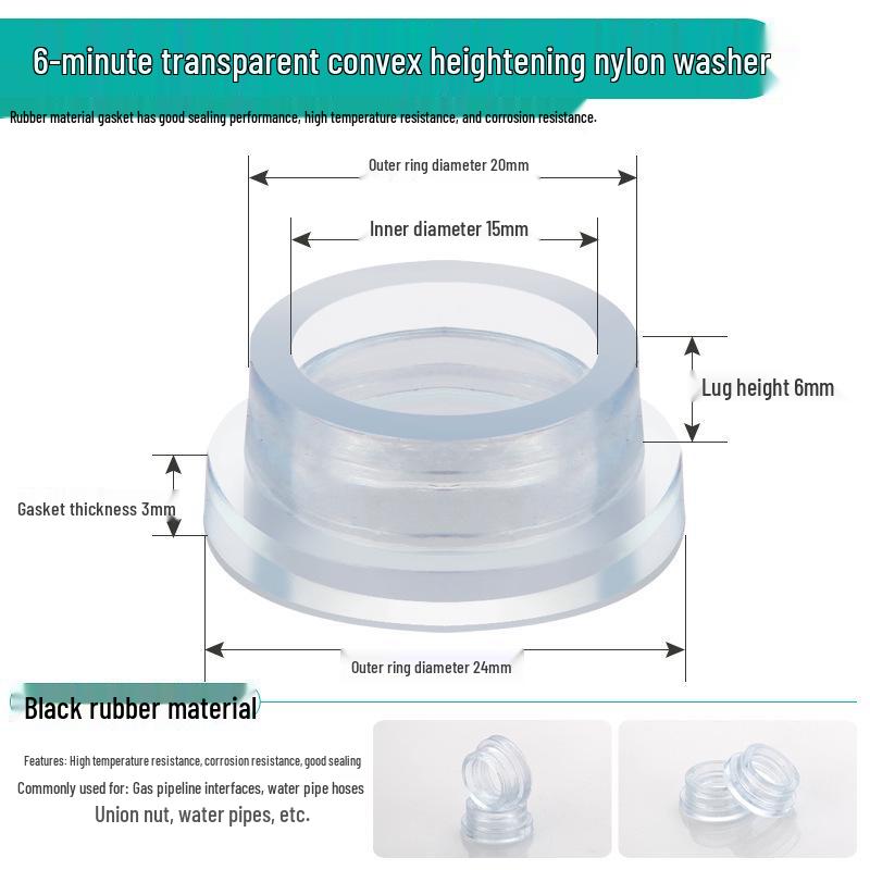High-temp resistant rubber silicone sealing washer with flat mesh gasket for 4-point water heater and 6-point water meter shower inlet hose.