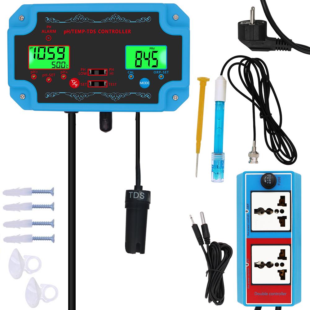 3 In 1 pH/TDS/TEMP Meter PH-2826 Detector pH Controller with Electrode BNC Type Probe Water Quality Tester for Aquarium