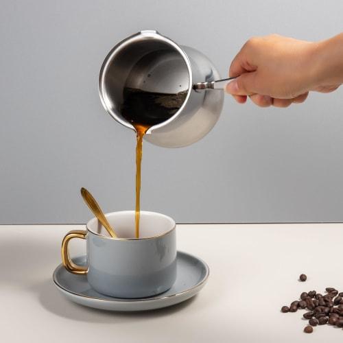 IMEEA Milk Pan, Saucepan, 18-10 Stainless Steel, Induction Compatible, 500ml, Saucepan, Mini Milk Pan, Silver