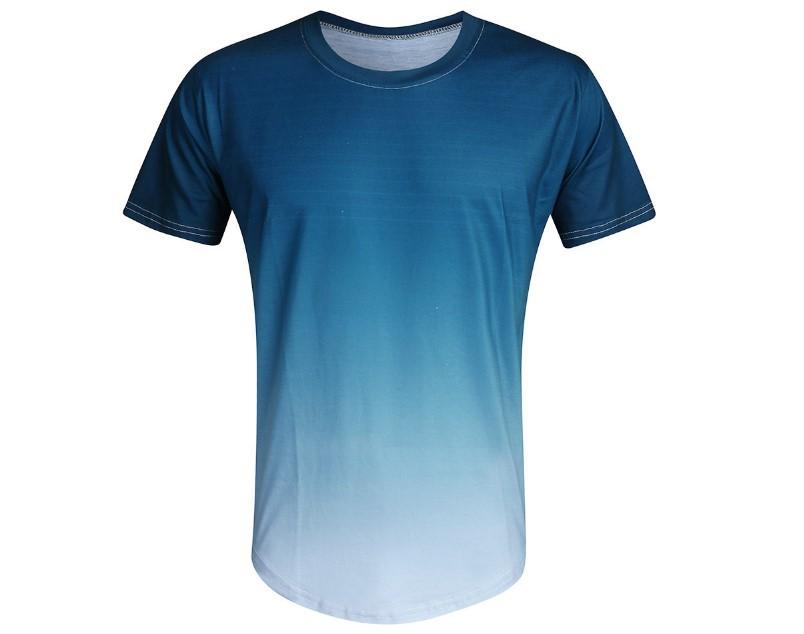 Spring new European and American men's casual sports fashion D gradual change short-sleeved crew neck T-shirt men