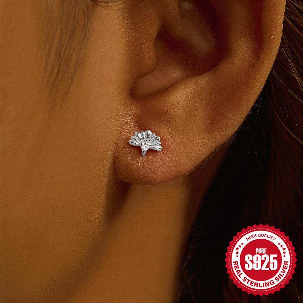 S925 Sterling Silver Teardrop Triangle Garnet Opal Piercing Stud Earrings