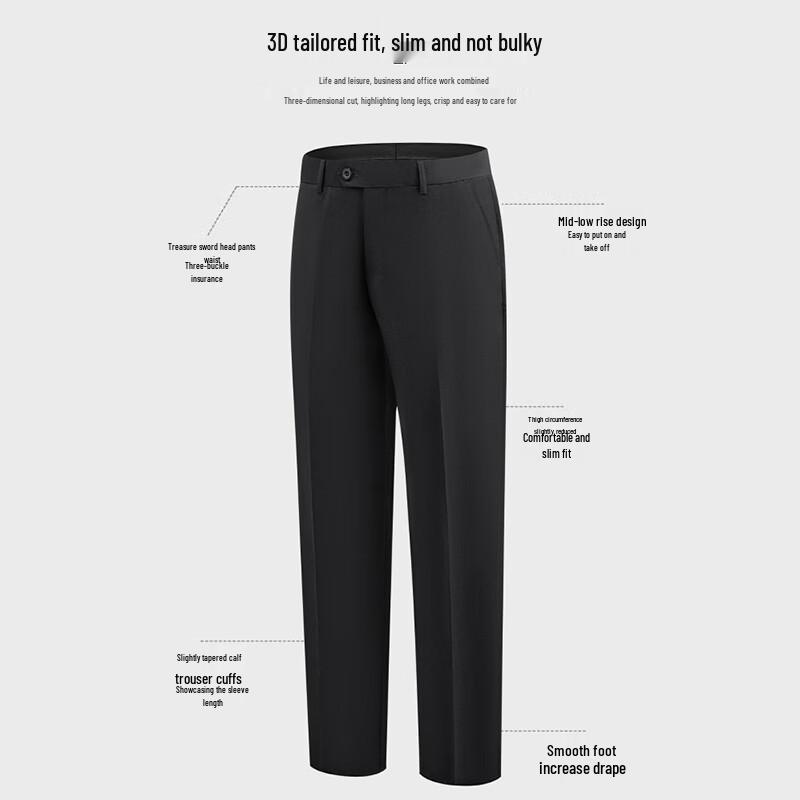 Shanshan Men's Straight-Leg Stretch Business Dress Pants