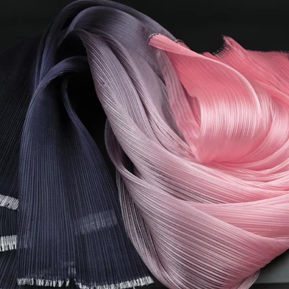 2025 Gradient Color Pleated Texture Fabric Bright DIY Organza Mesh Fabric Handmade Designer Fabric Wedding Background
