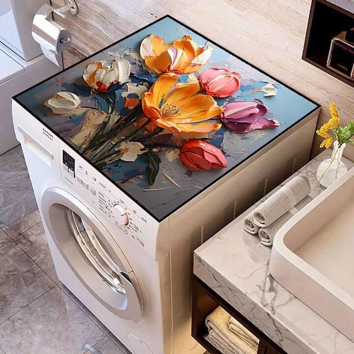 Prachotěsná 3D květinová křemelinová rohožka Vodotěsná a absorpční Protiskluzová podložka pro pračku nebo noční stolek