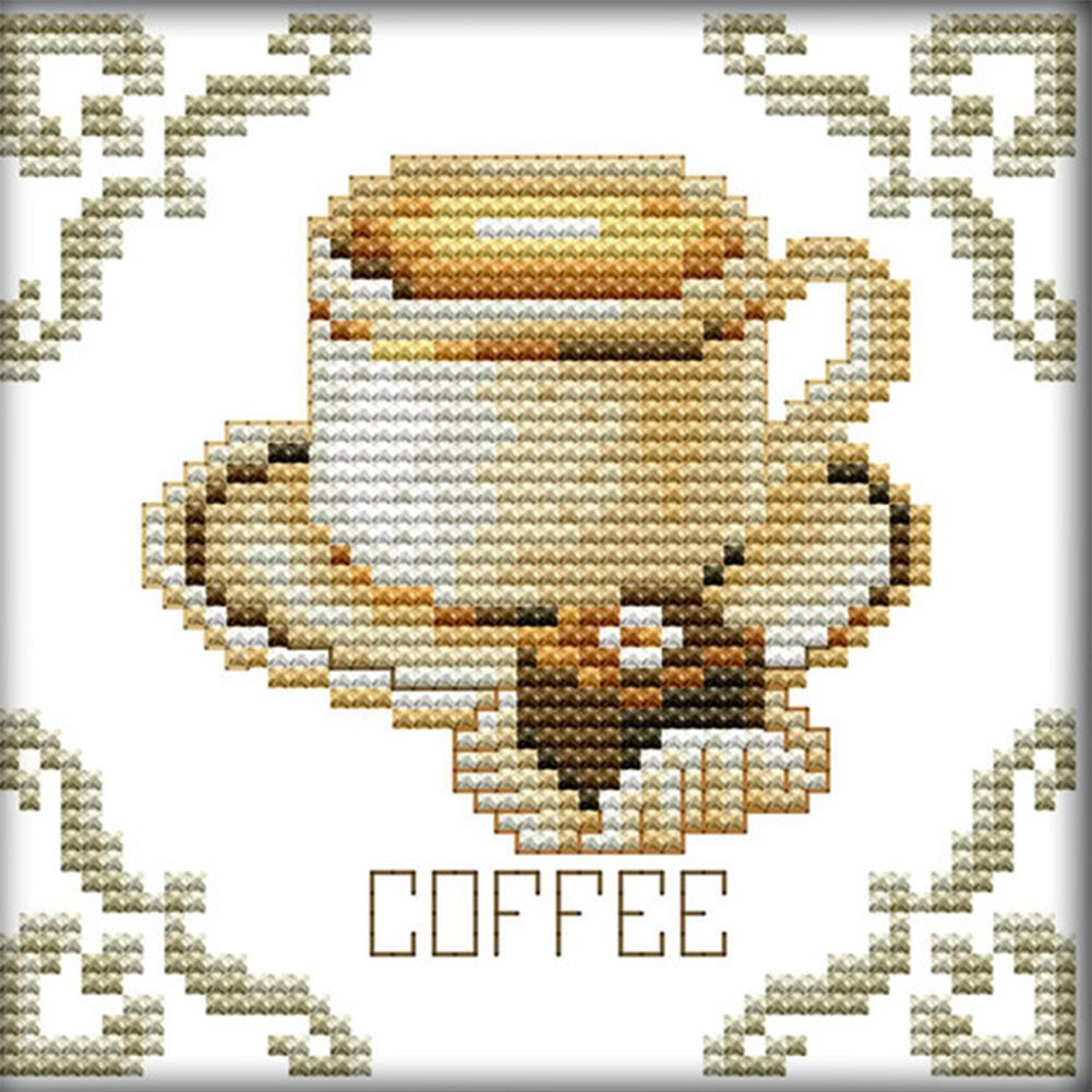 

Частичная вышивка Эко-хлопковая нить 14CT Счетный кофейный крестик Набор 15x15см