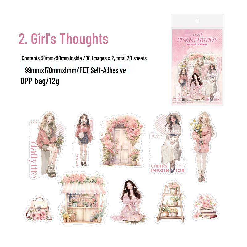 

Twilight PET Die-cut Sticker Pack: Colorful Girl Series - 20 Sheets with Characters & Backgrounds (5 Types)