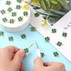 DanLingJewelry 100pcs Green Four Leaf Clover Enamel Charms for Crafting Earring Necklace
