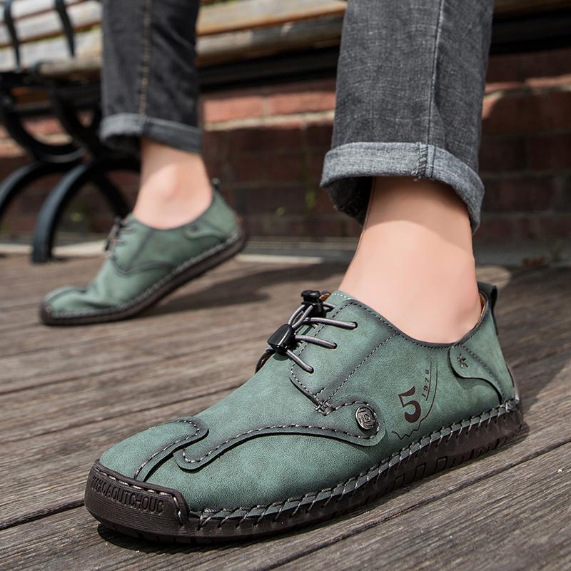 Brand Men Soft Casual Lace-up Commute Shoes Leather Comfortable Driving Flats Men's Sheos Classic Outdoor Non-slip Oxfords Shoes