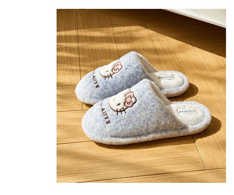 Sanrio Kočička s leopardím vzorem Dámské zimní teplé protiskluzové pantofle