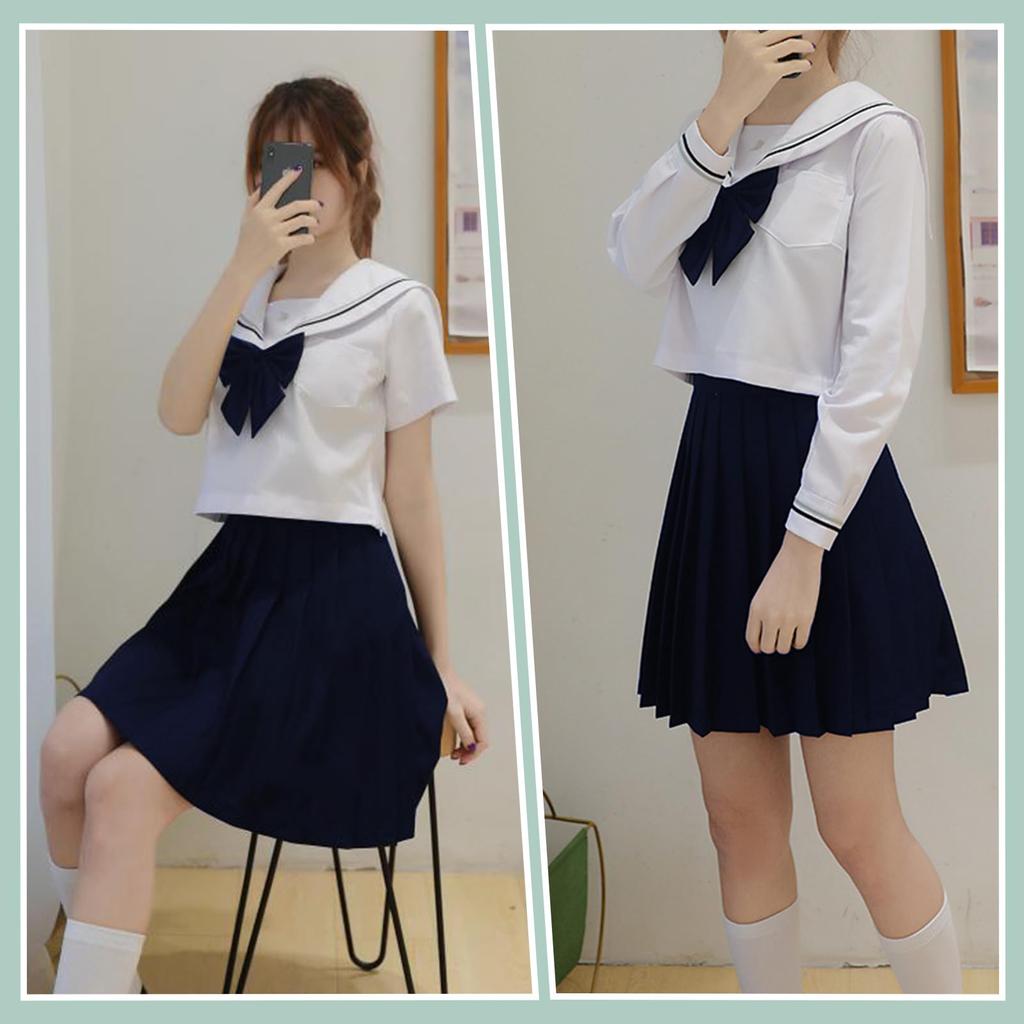 Sailor Authentic JK High School Cosplay 2 Long Sleeve and Short Sailor Navy JK Cosplay School Pleated Class High School Junior High School Kansai