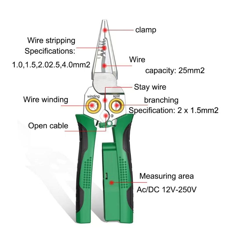 Wire Stripper Twisters for  and Pulling Wire Cable Scissors for Scraping and Pressing Wire with Voltage Tester