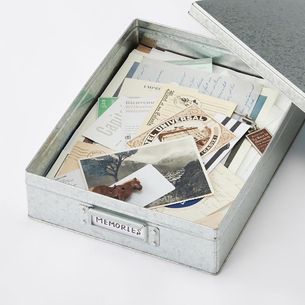 MUJI stor galvaniserad järnlåda KGG25A1S, 8,5 cm hög,
