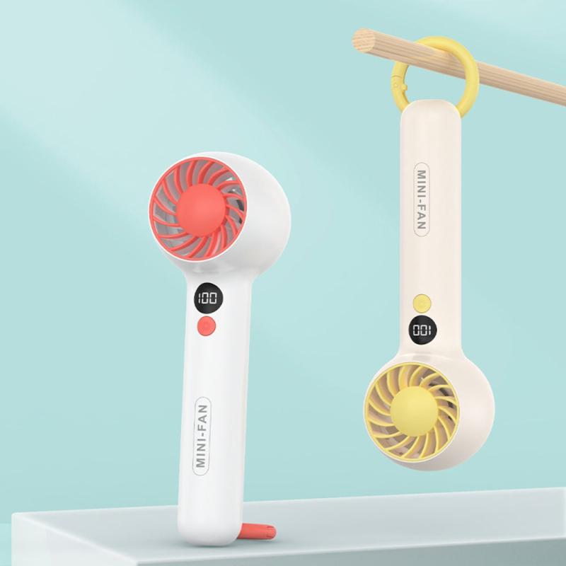 

Handheld Fan USB Rechargeable Digital Display Cooling Fan with Hook Design White