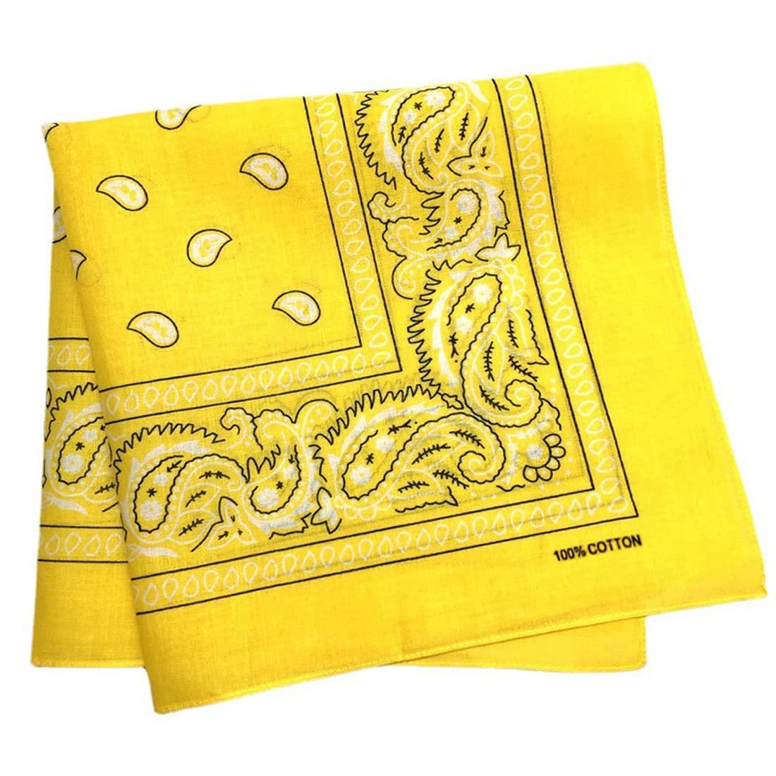 

Trifong bandana yellow paisley handkerchief adult stylish 100% cotton cashew pattern men s unisex yellow 55cm x 55cm KC-D