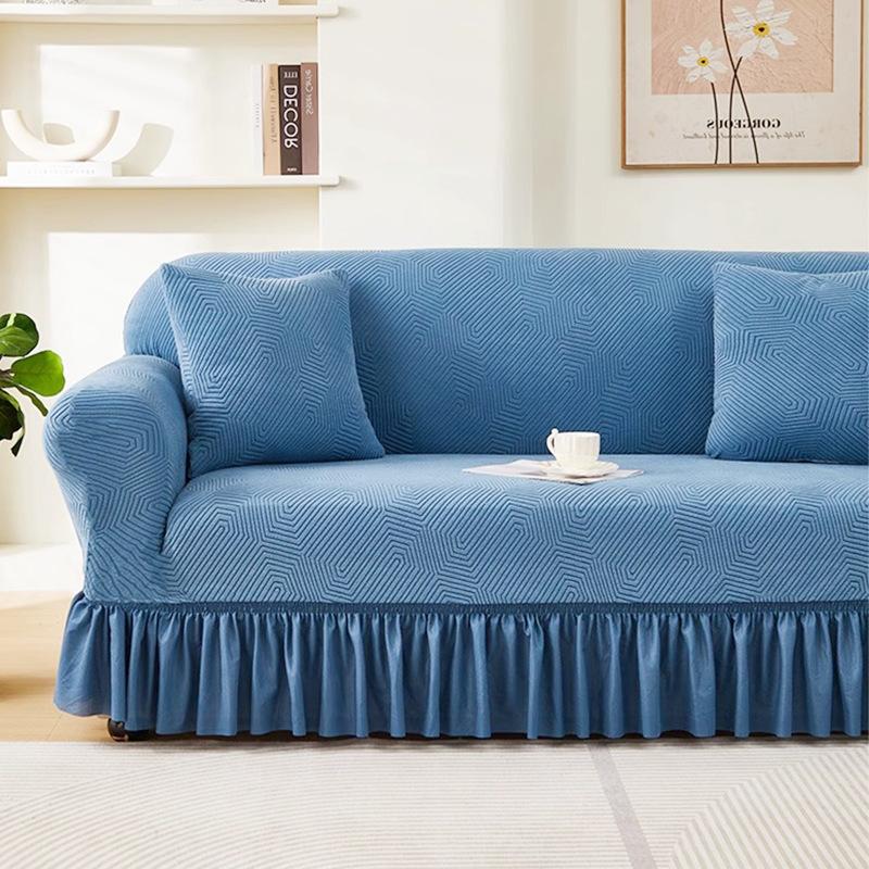 

Популярный жаккардовый чехол для дивана с юбкой и краем, универсальный комплект, всесезонный универсальный чехол для дивана, чехол для дивана 90-140