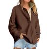 Women's Fashion Long Sleeve Solid Color Pullover Sweatshirt Casual Loose Button Sweatshirt