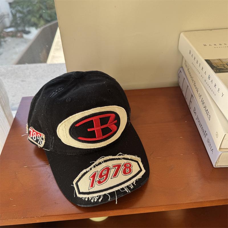 American Trendy Brand Heavy Industry Letter Baseball Cap Female Deepened Wide Brim Soft Top Racing Cap Outdoor Hip Hop Cap Male